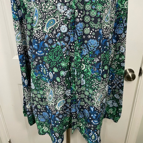 Michael Michael Kors Paisley V-Neck Blouse - Blue and Green CB-70 - Picture 4 of 8